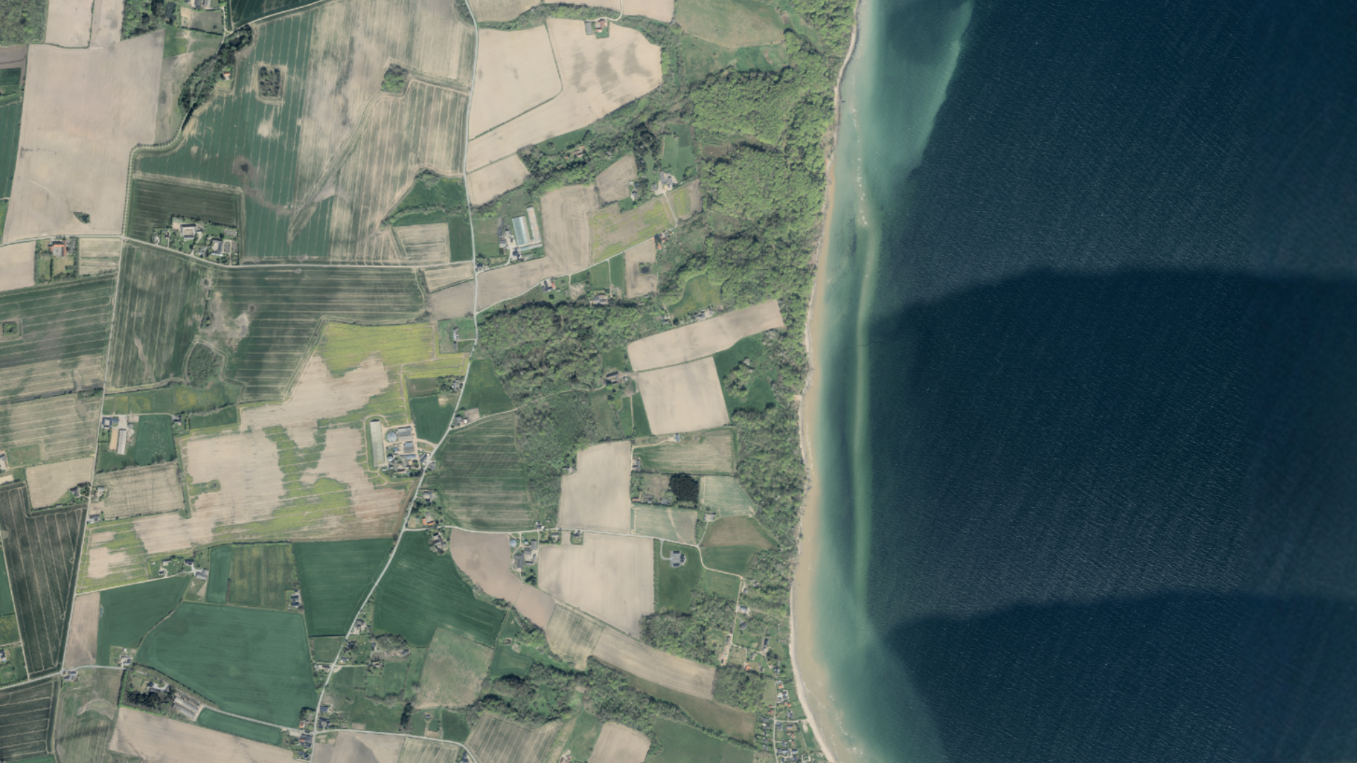 Aerial view of a coastline Vejlby Skov