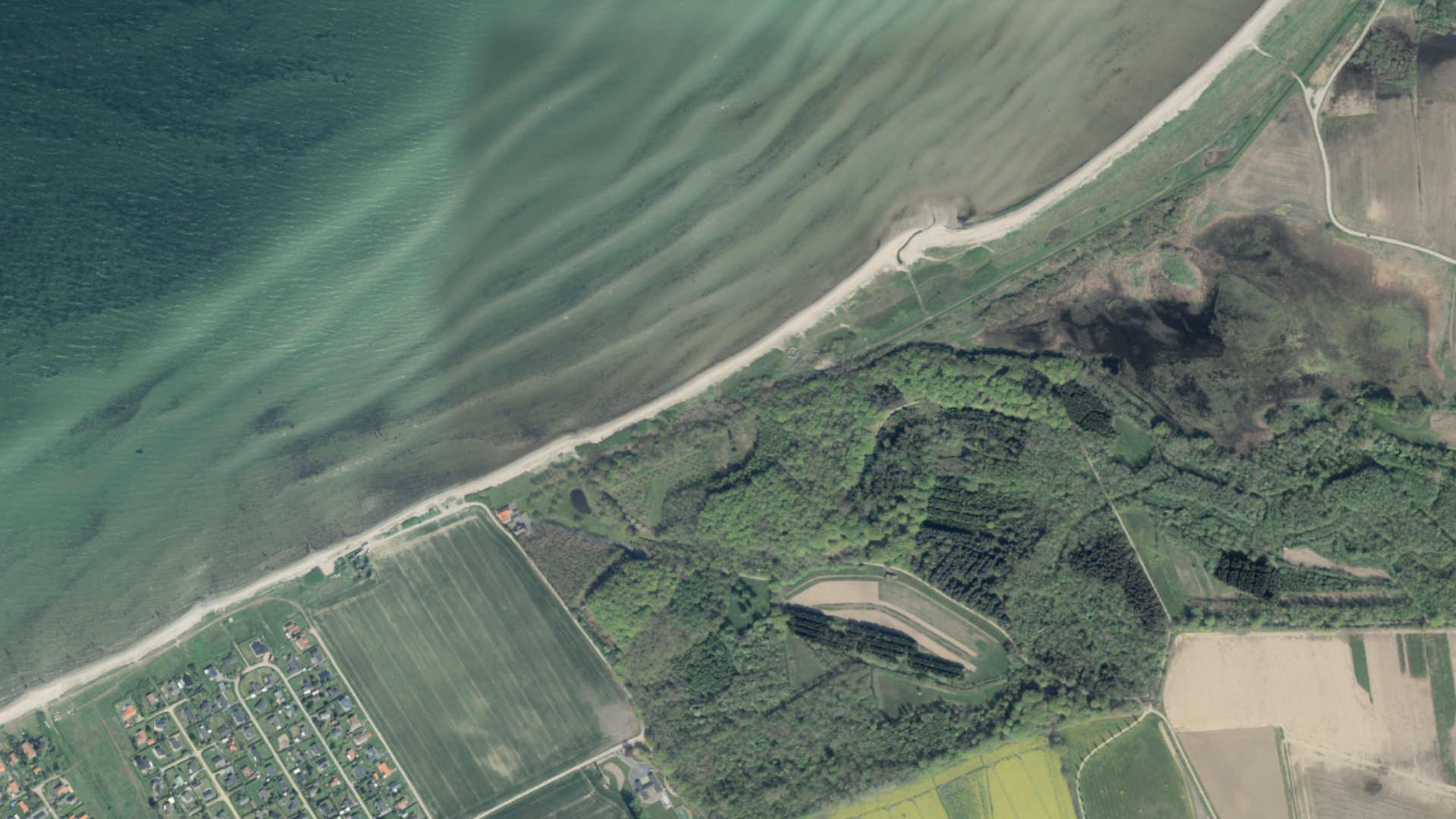 Aerial view of a coastline Skåstrup Strand