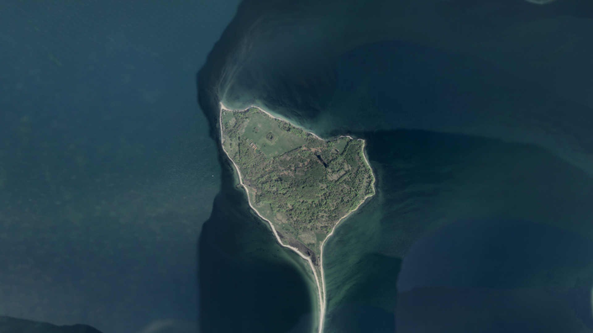 Aerial view of a coastline Æbelø